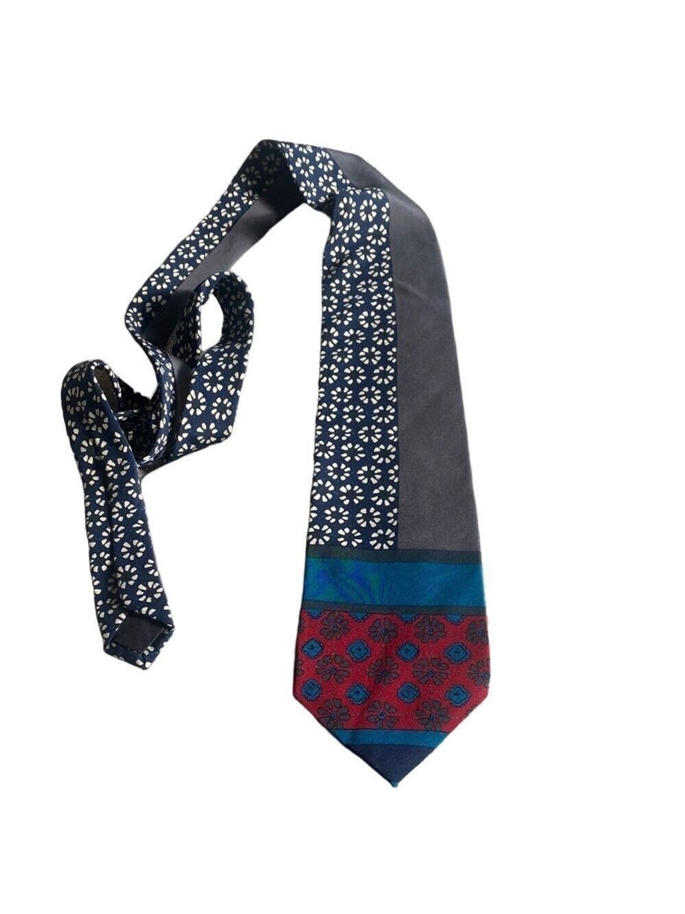 Robert Stewart Vintage Blue Red and Gray Silk Tie
